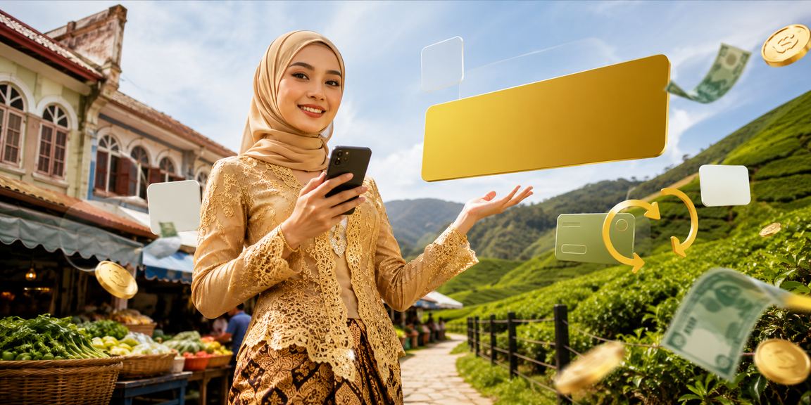 Pemain menerima bonus cashback permainan slot di Kota Bharu dengan pakaian kebaya